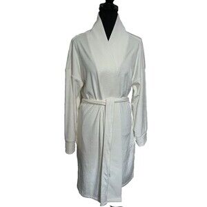 Cupcakes & Cashmere Ivory Cozy Shawl Collared Robe Belted Soft‎ Plush Luxe L